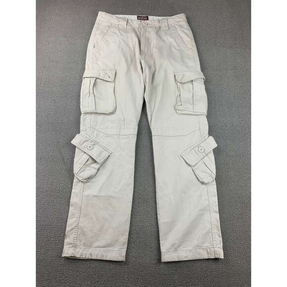 Vintage Matchstick Cargo Pants Men M 30 Cotton Multi Pocket Zip Utility Workwear - Picture 1 of 11